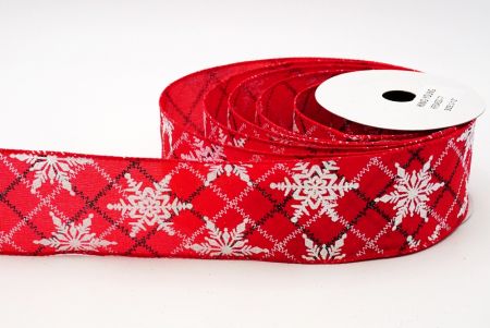 Glitter Snowflakes Plaid Wired Ribbon